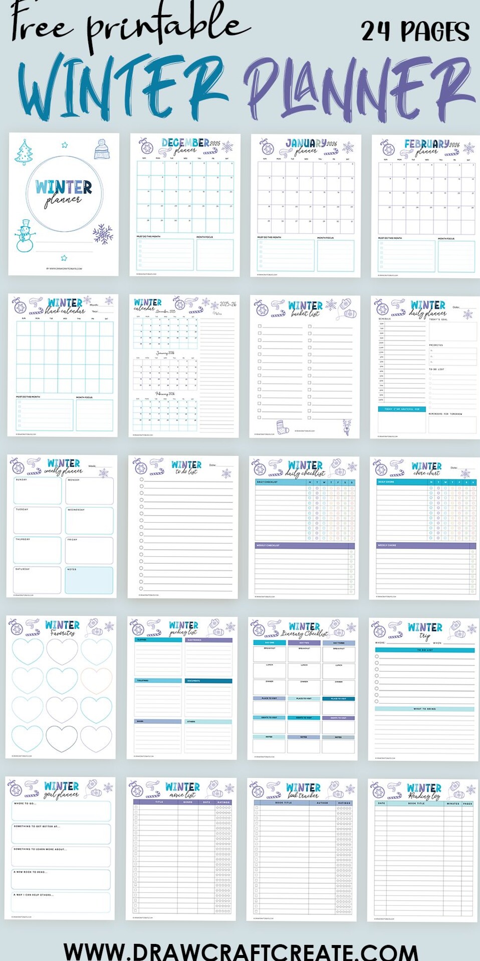 Free Winter Planner Printables – 24 Creative Pages — 🤍 🕯️ stay inspired all year long