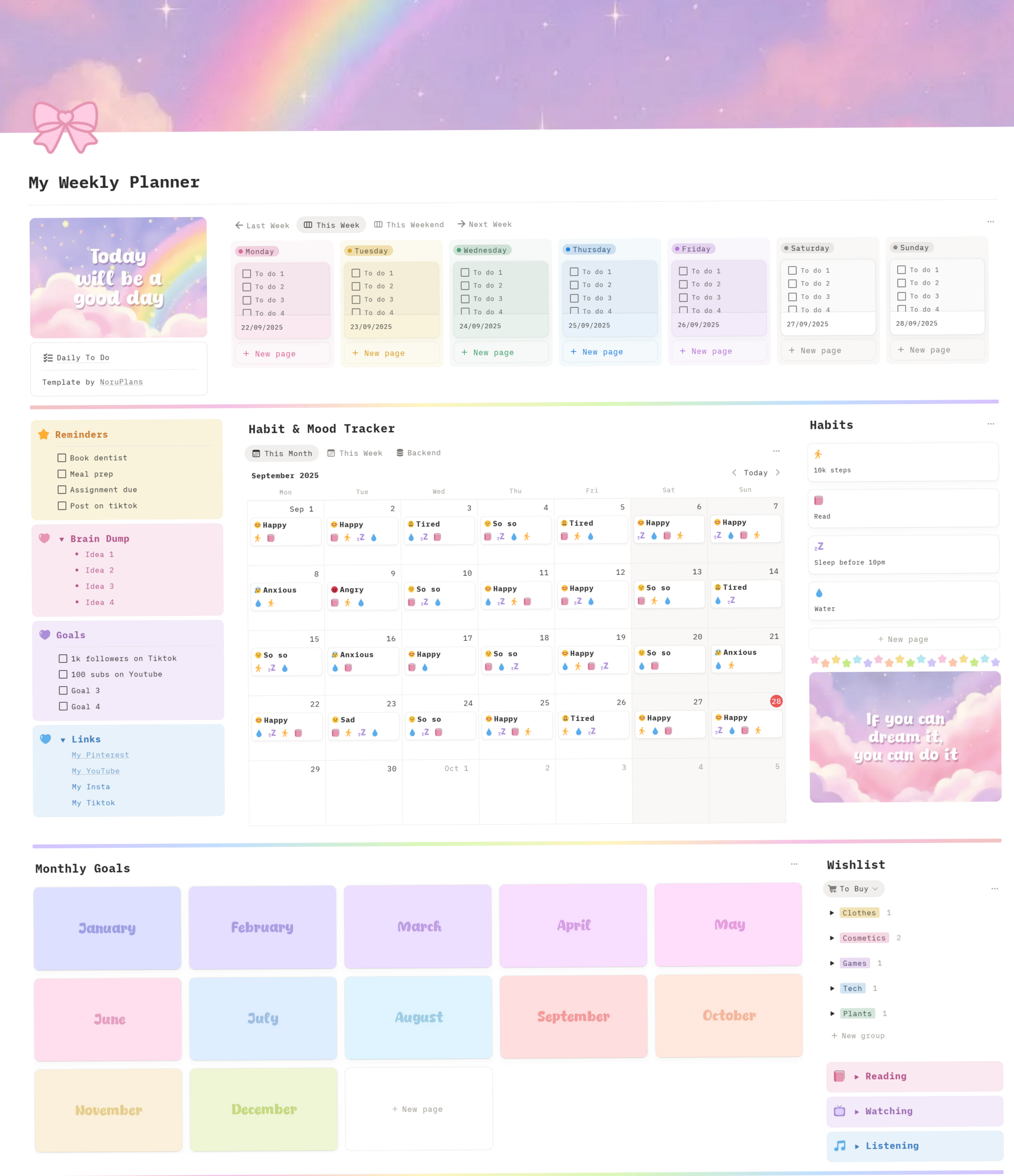 📊 📊 game-changing digital system: Pastel Weekly Planner Notion Template Selfcareplanner