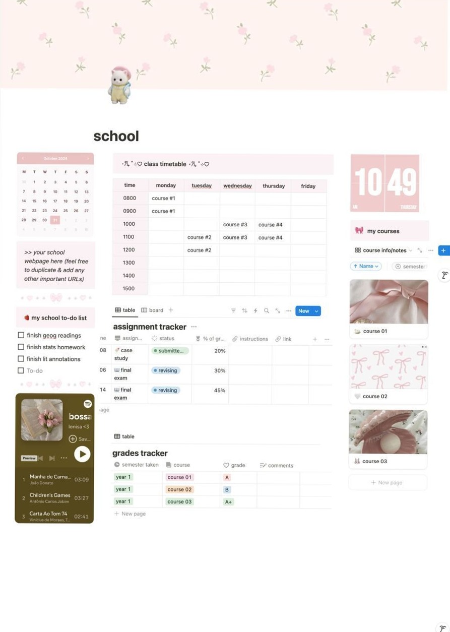 ✨ 🎀 game-changing digital system: Coquette Balletcore Notion Planner | Academic Style Design