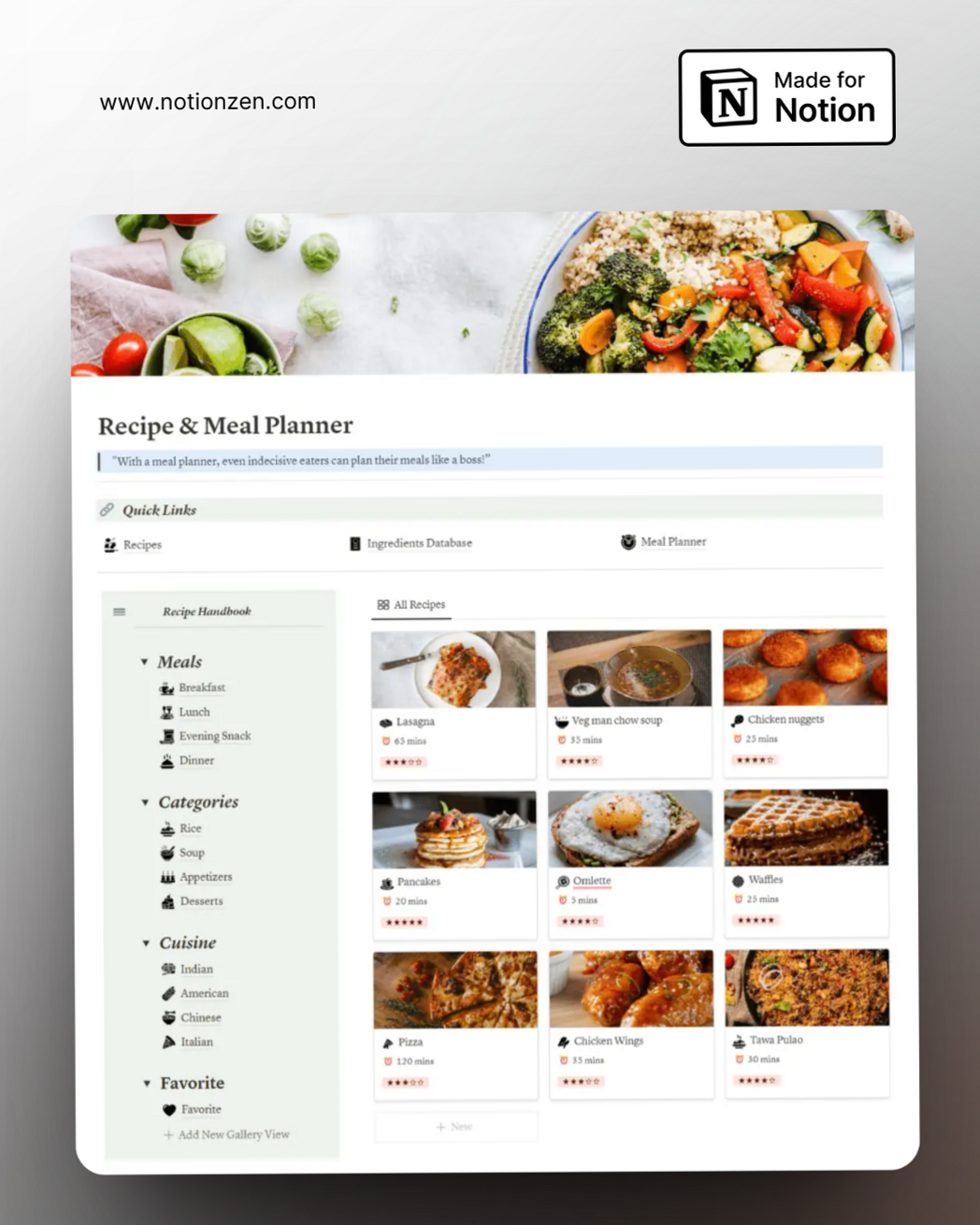👰 💍 game-changing digital system: Ultimate Notion Recipe & Meal Planner for Creative Living