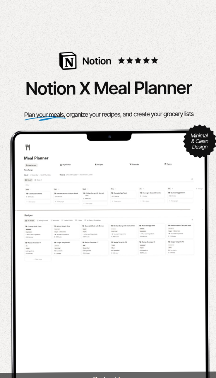 📍 📍 game-changing digital system: Meal Planner Notion Template: Simplify Your Life!