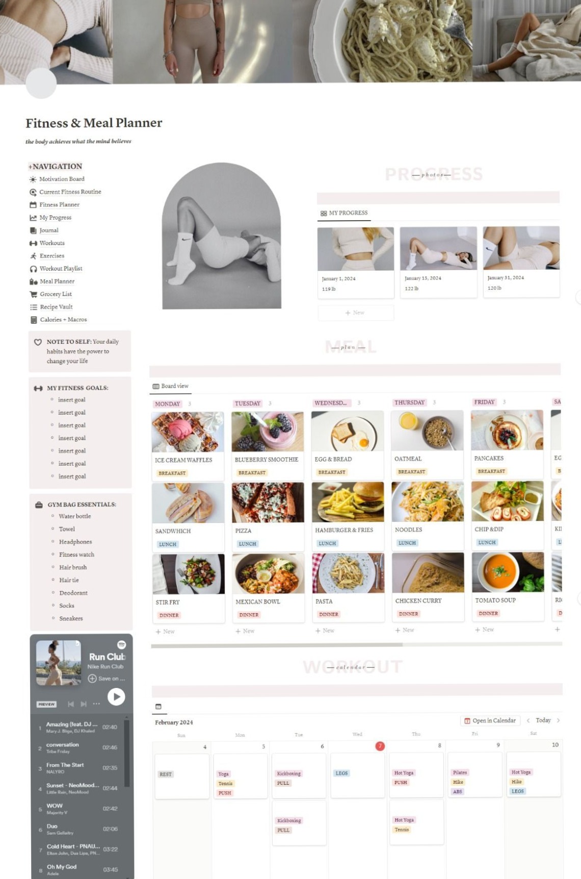 ☁️ ✨ game-changing digital system: Notion Templates: Fitness, Meal & Workout Planners