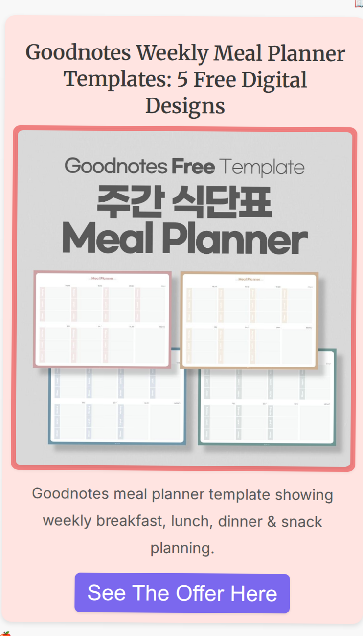 Goodnotes Weekly Meal Planner Templates: 5 Free Digital Designs — 🎨 💎 romanticize your routine