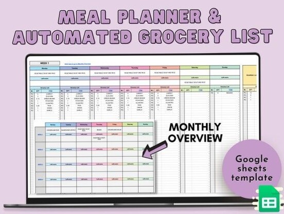 👰 👰 Google Sheets Budget & Meal Planner with Grocery List | secret to staying productive