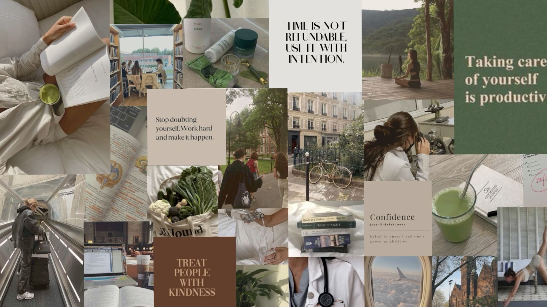 Green Aesthetic Vision Board Desktop Wallpaper 147 — 🪄 🖌️ romanticize your routine