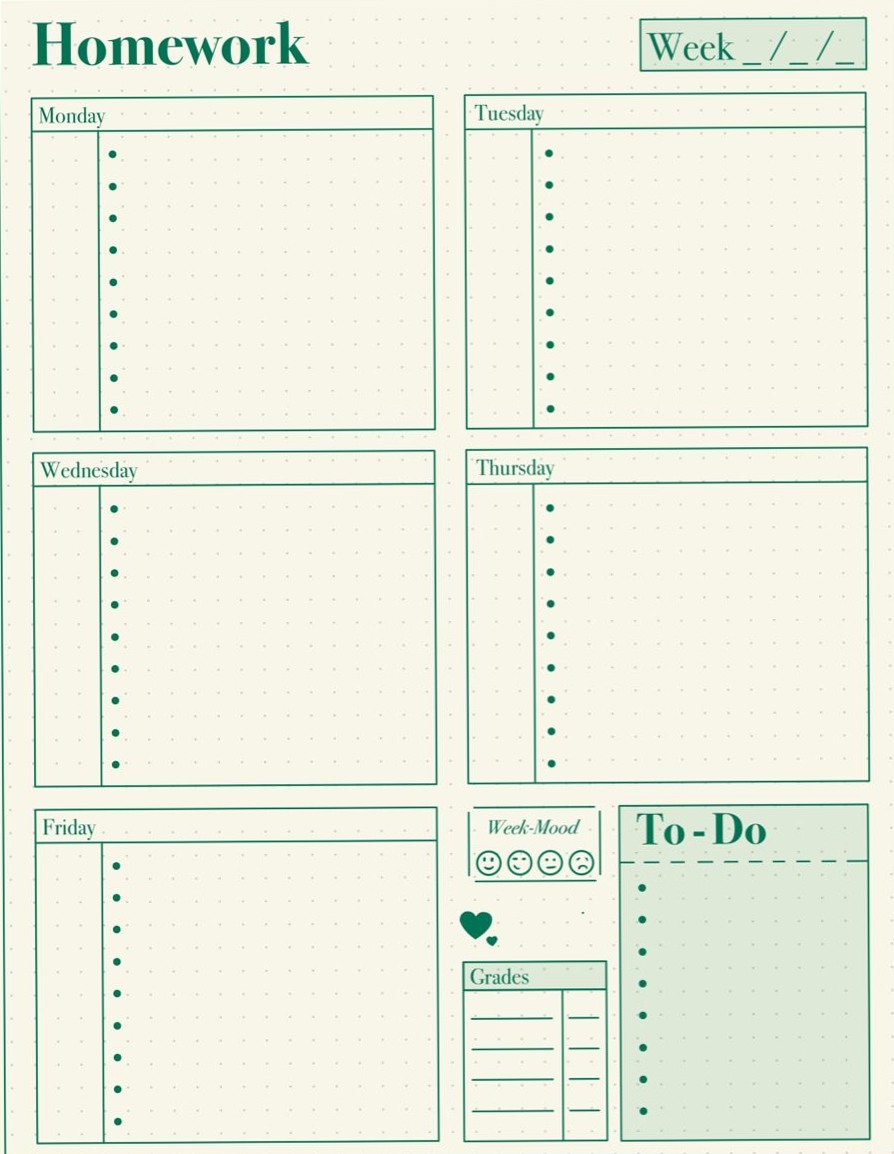 Hausaufgaben Heft Blatt – Creative Planner Pages — 👰 👰 dream life manifestation