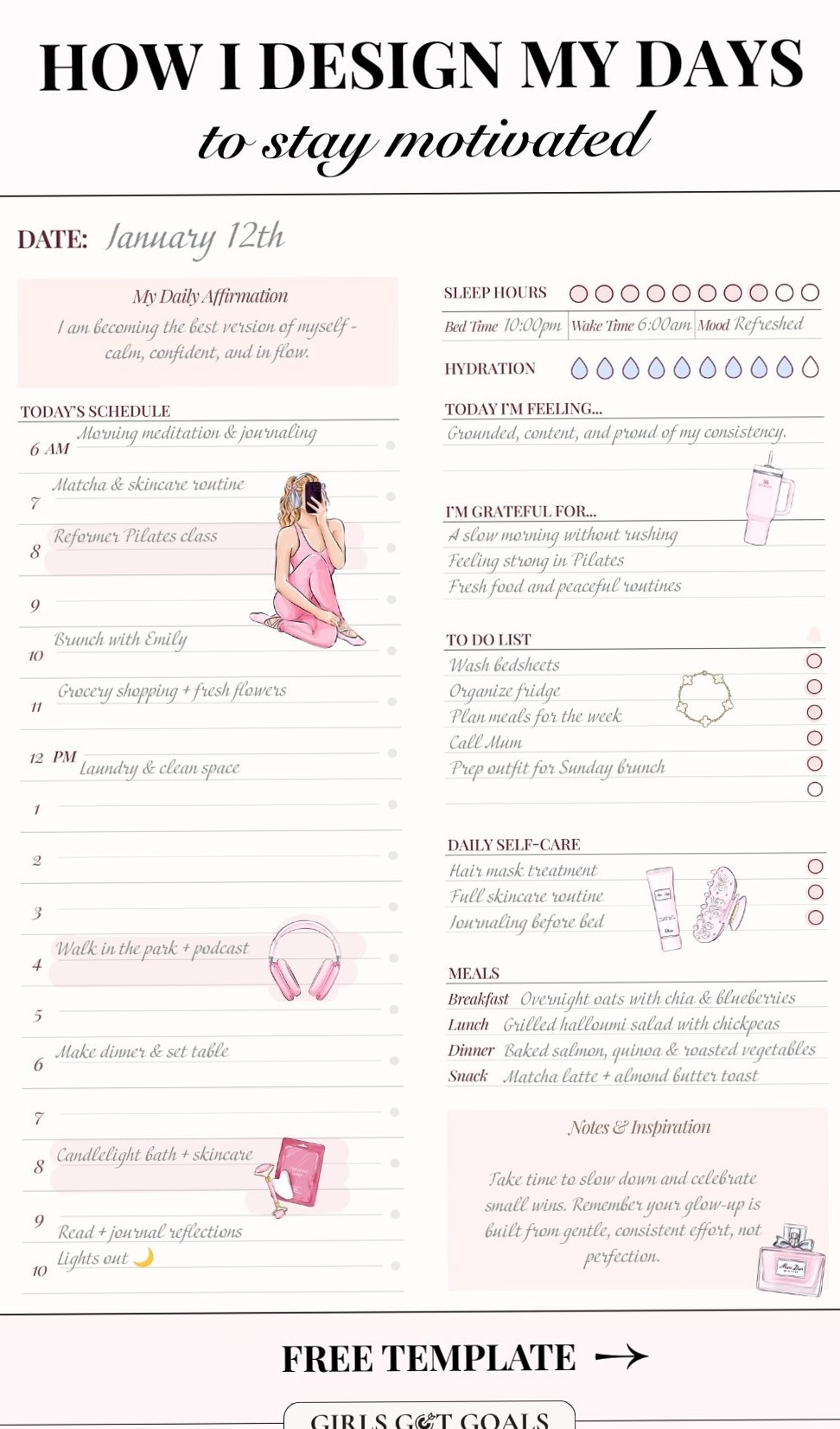 How I Design My Days to Stay Motivated (Free Daily Planner) — 📍 🖌️ dream life manifestation