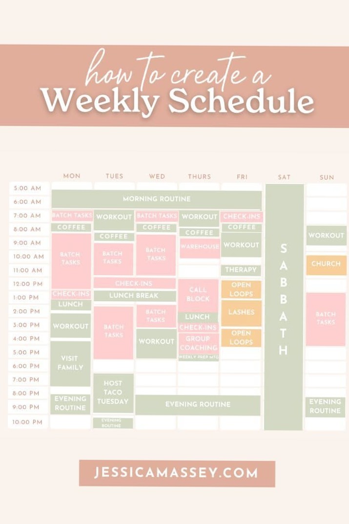 How to Create a Weekly Schedule (My Real Weekly Schedule) — Jessica Massey — 🌿 🌿 secret to staying productive
