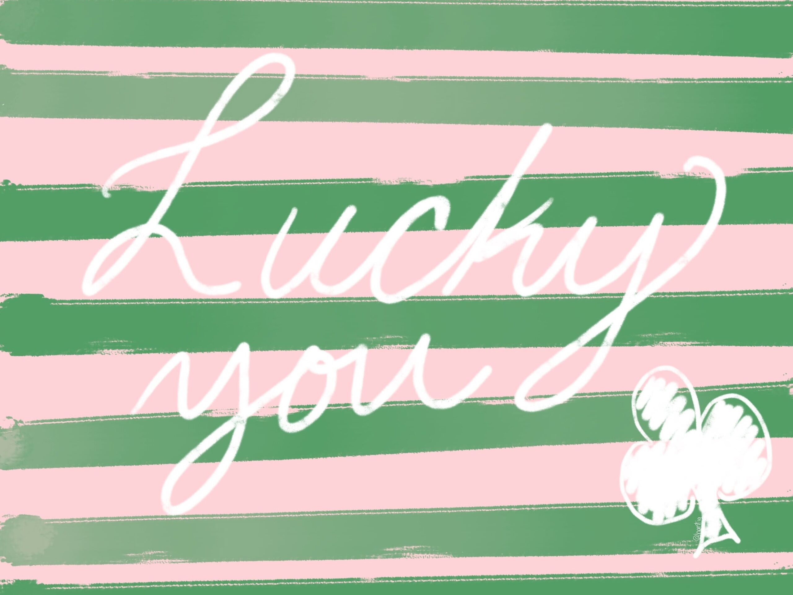 💌 💌 iPad Horizontal March Lucky You Pink & Green Wallpaper | romanticize your routine