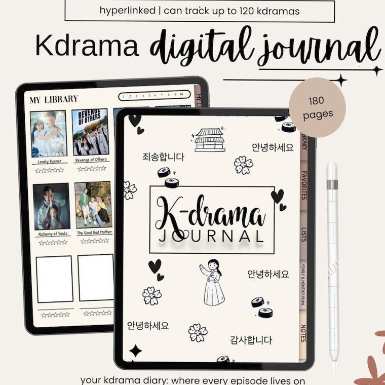 💌 💌 K-Drama Tracker: Free Digital Planner & Journal Ideas | ultimate printable checklist