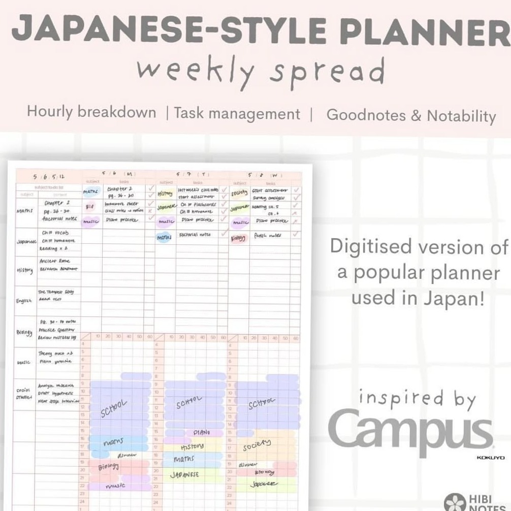 🎨 💎 Kokuyo Campus Style Weekly Planner PDF Design | romanticize your routine