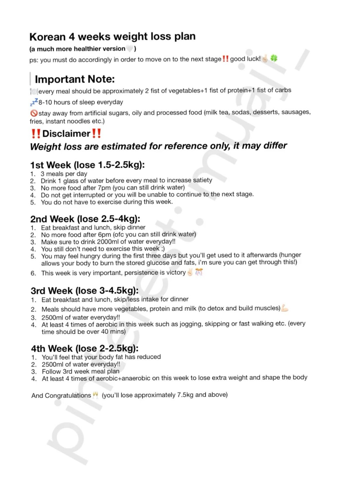 Korean 1-Month Weight Loss Plan Design — 🤍 🤍 dream life manifestation