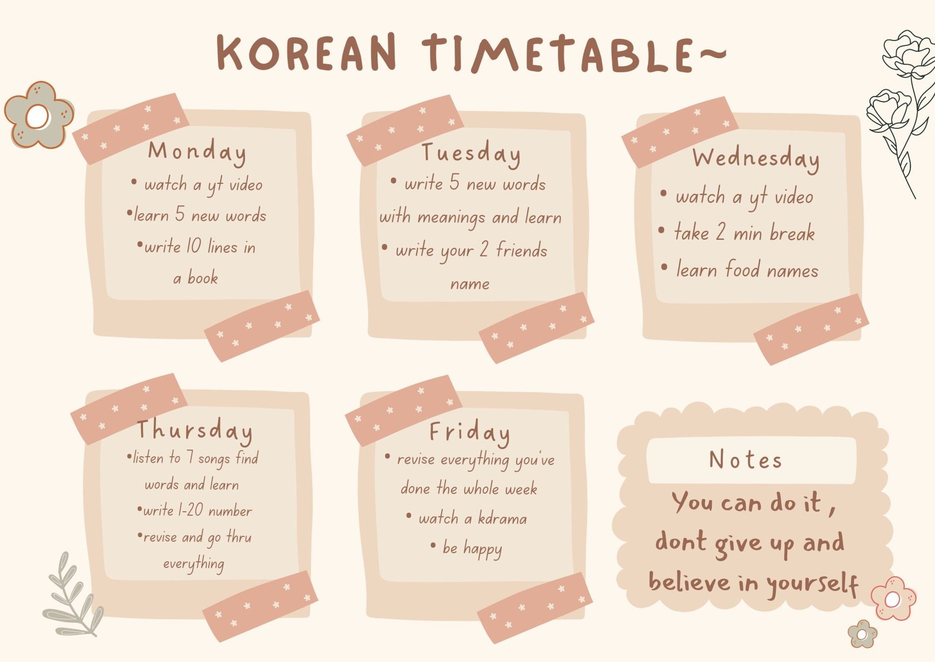 Korean Language Learning Schedule Design — 📊 📅 dream life manifestation