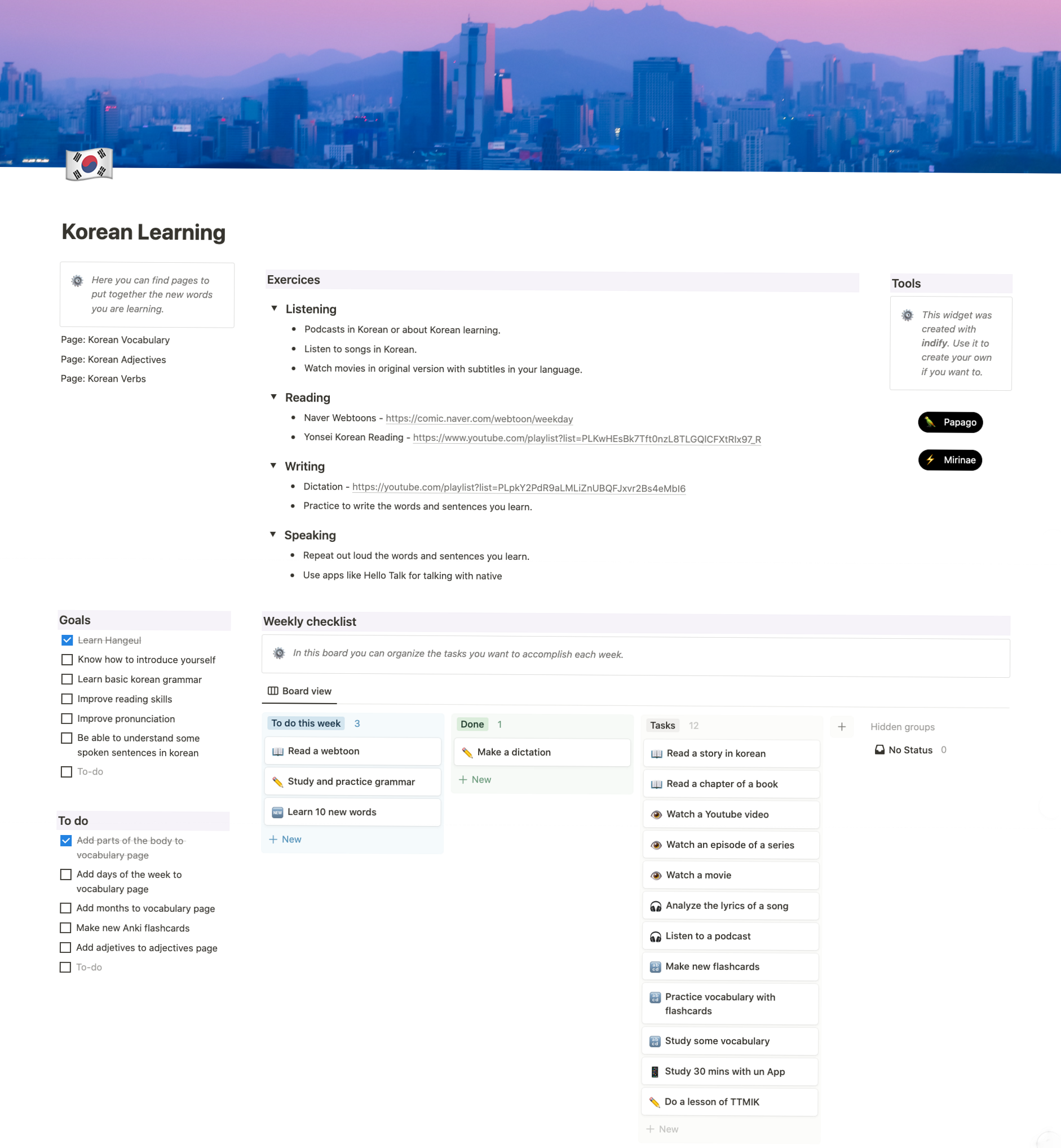 Korean Learning Planner — Digital Design Freebie — 👰 🍰 romanticize your routine