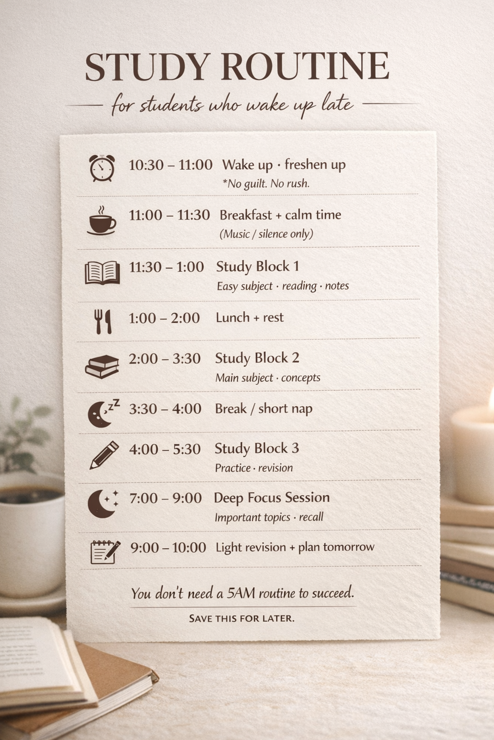 Late Wake-Up Study Routine for Productive Students — ☁️ ✨ dream life manifestation