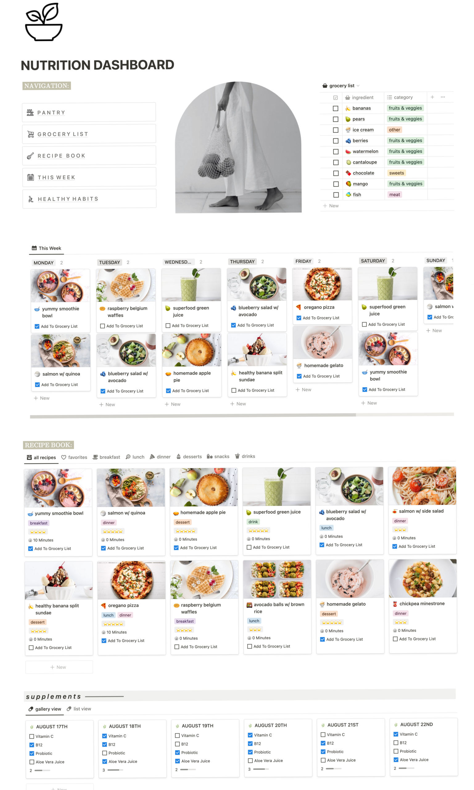 💎 💎 Meal Planner & Fitness Tracker Notion Template | essential planning guide