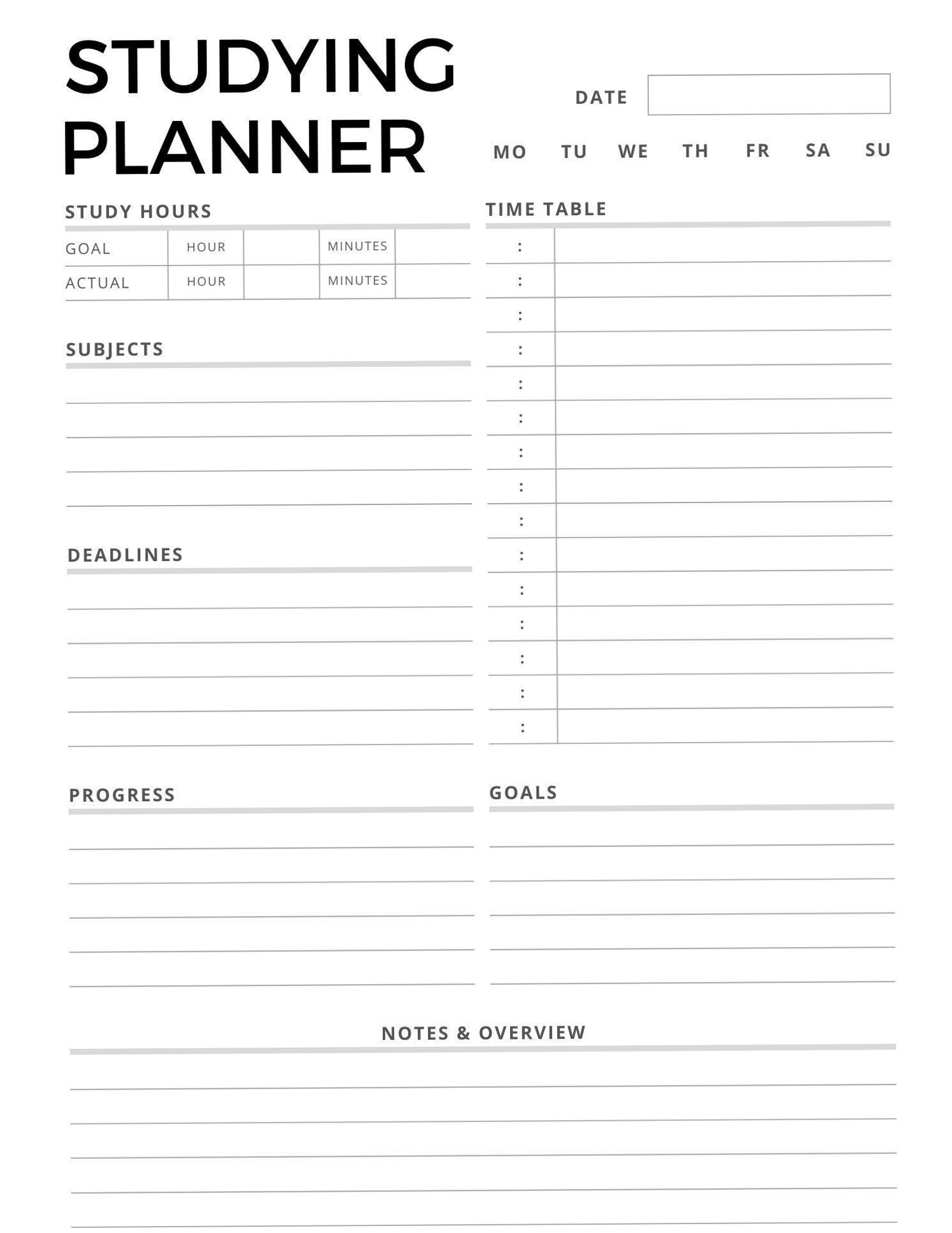 Minimal College & School Studying Planner 424 — 💍 💍 romanticize your routine