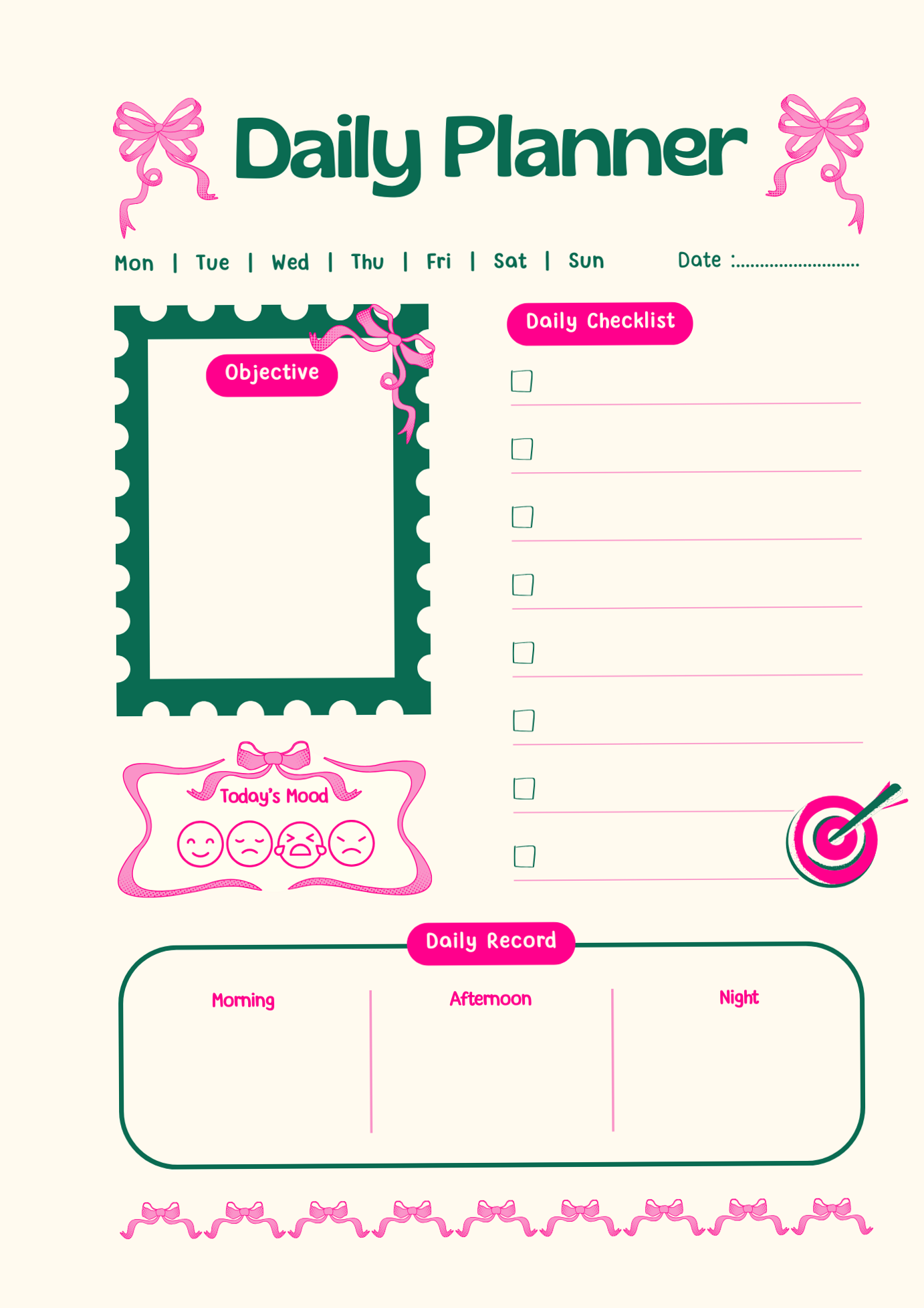 Minimal Daily Planner | Goals & Tasks Checklist Template — 💌 🌸 essential planning guide