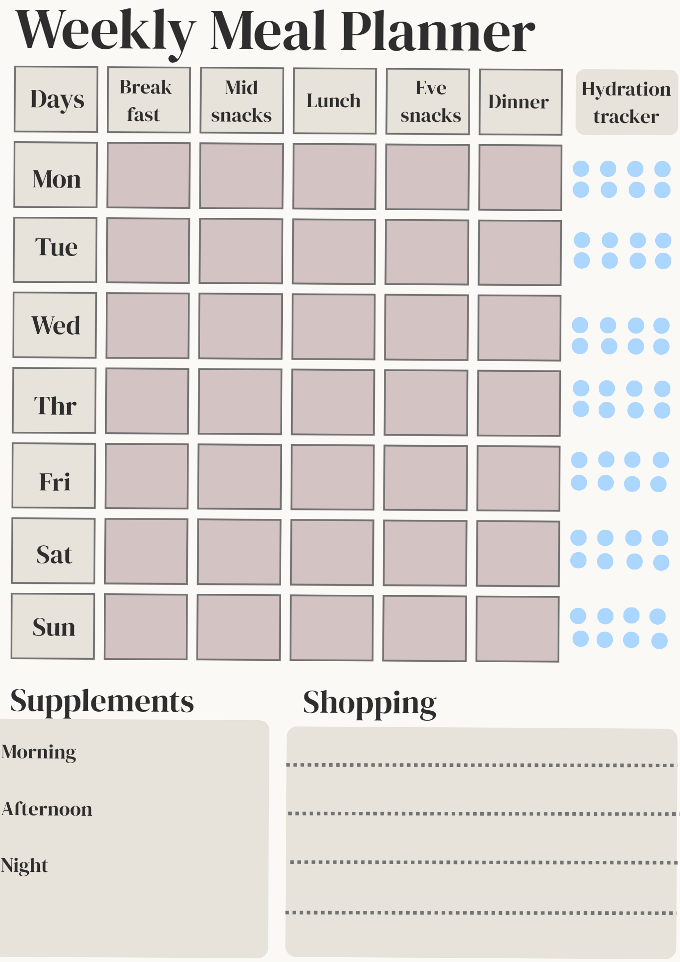 Minimal Weekly Meal Planner PDF for Busy Moms — 🤍 ✨ romanticize your routine