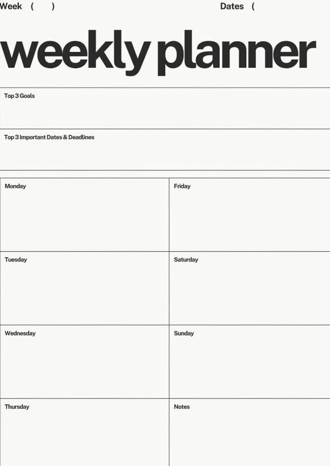 🪄 🖌️ Minimal Weekly Planner for Digital Design & Productivity Secret | dream life manifestation