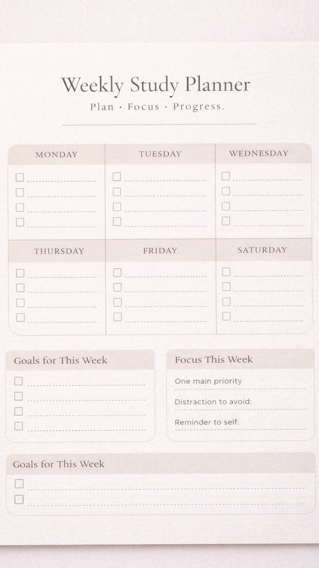 📊 📌 Minimal Weekly Study Planner Printable | Aesthetic Study Planner for Students & 76 | secret to staying productive