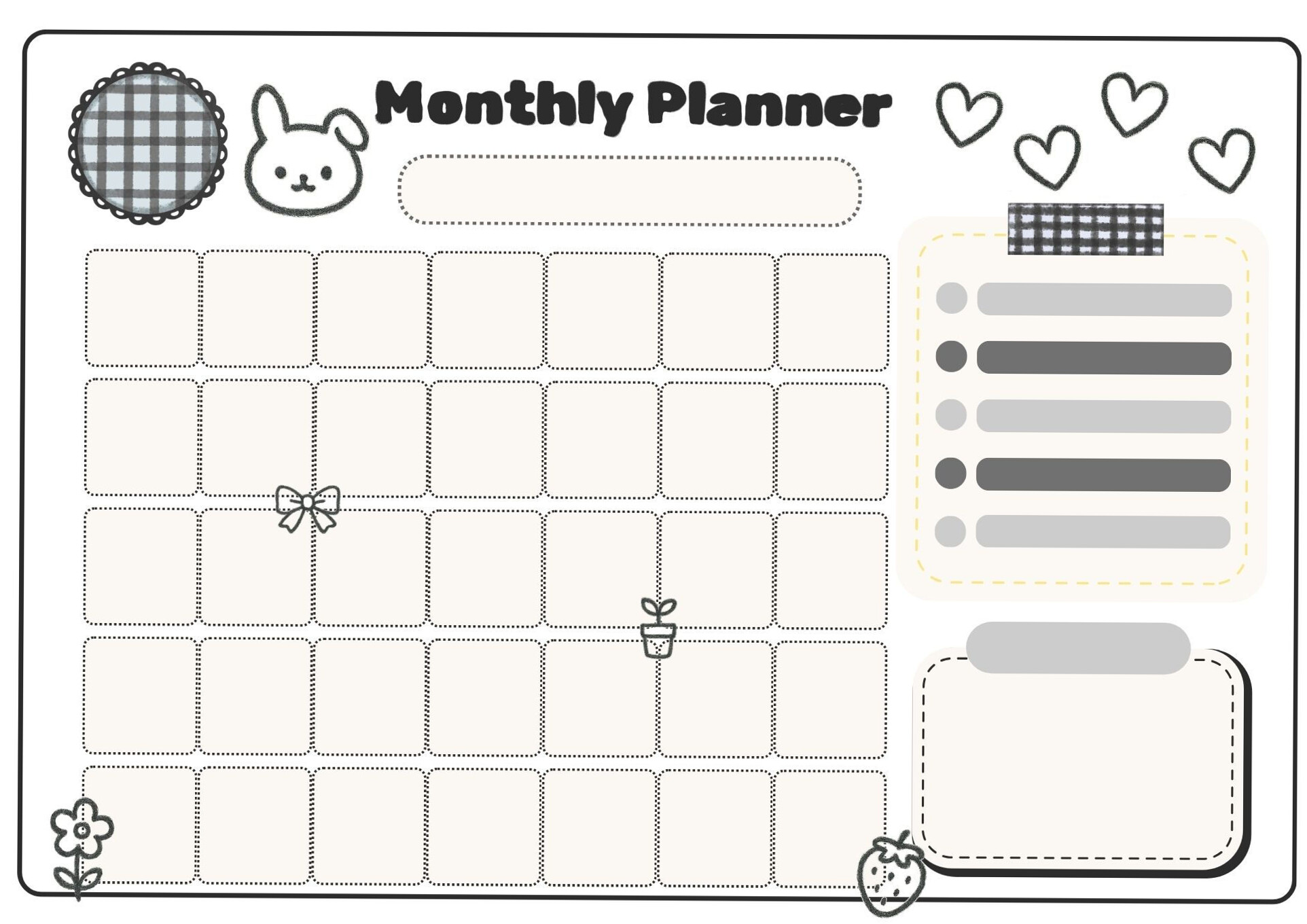 Minimal White Monthly Planner | Kawaii Design — 📝 📌 dream life manifestation