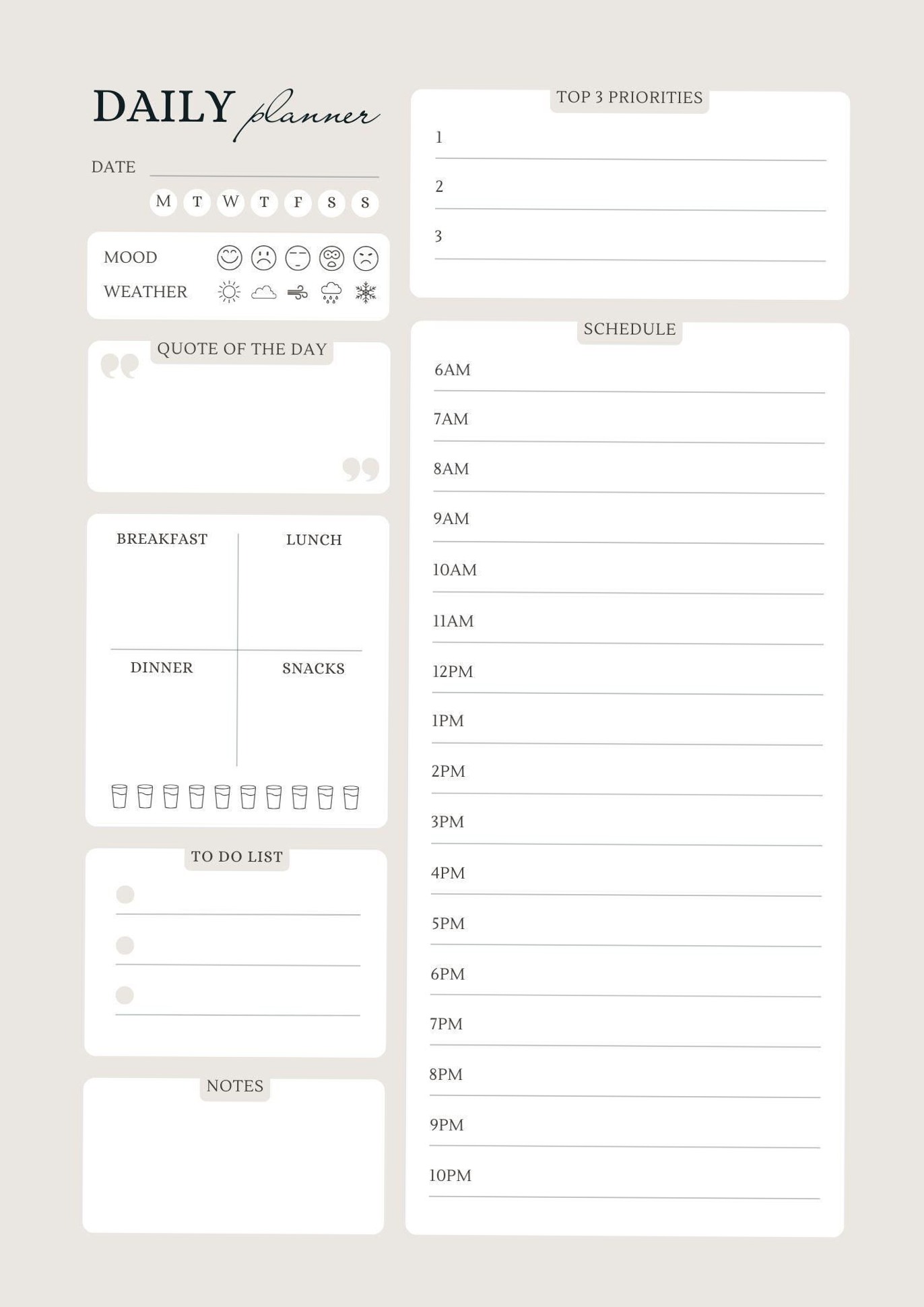 🖌️ 🎨 Minimalist Daily Planner | A4 Printable PDF | Schedule & To-Do List | stay inspired all year long