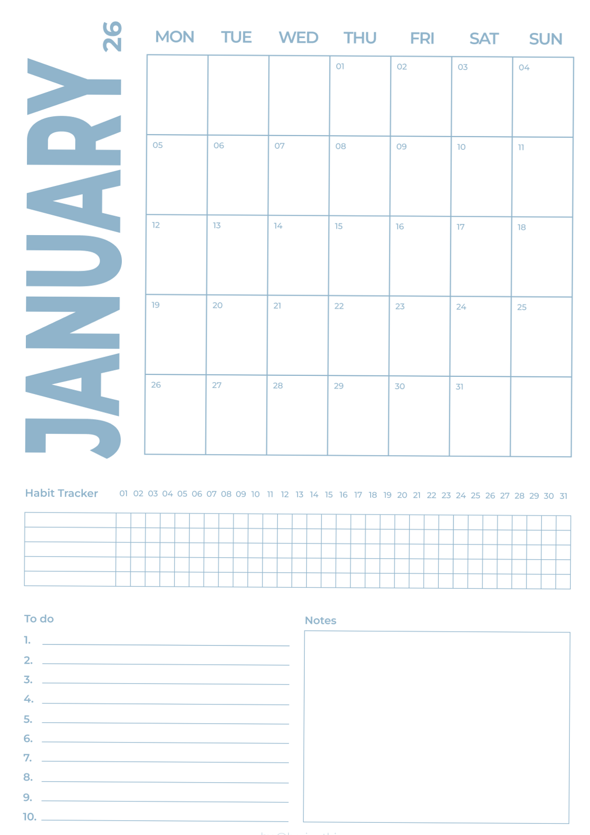 💎 🪄 Minimalist January 2026 A4 Digital Planner Template | dream life manifestation