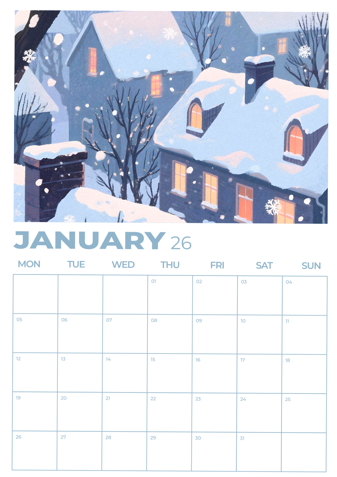 Minimalist January 2026 A4 Digital Planner — 📊 📌 romanticize your routine