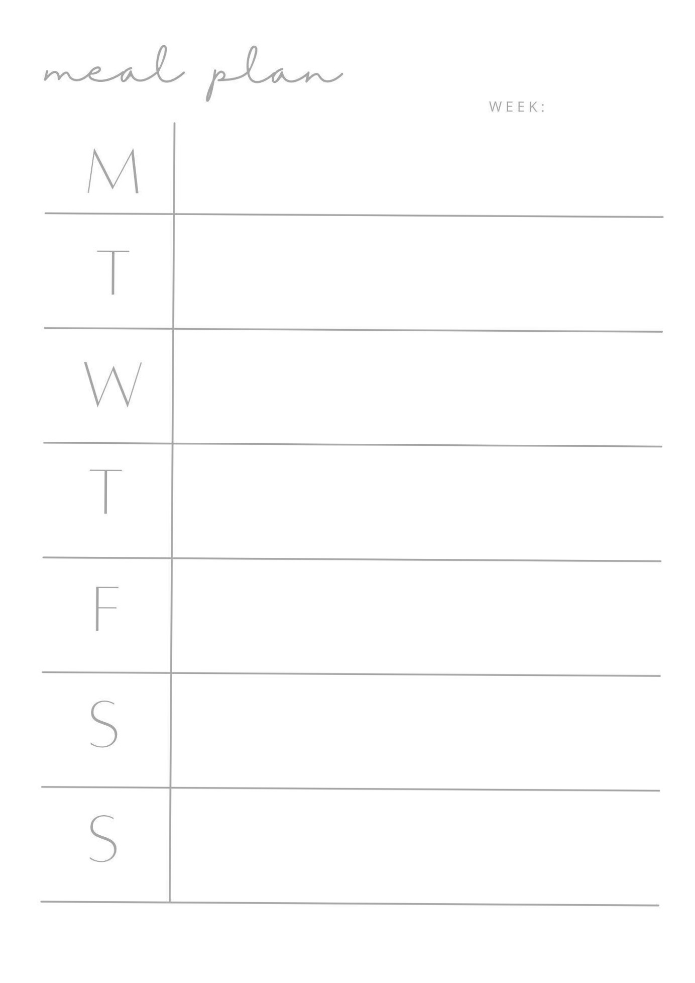 Minimalist Meal Plan | Printable Weekly Planner | Instant Download — 🤍 🤍 romanticize your routine