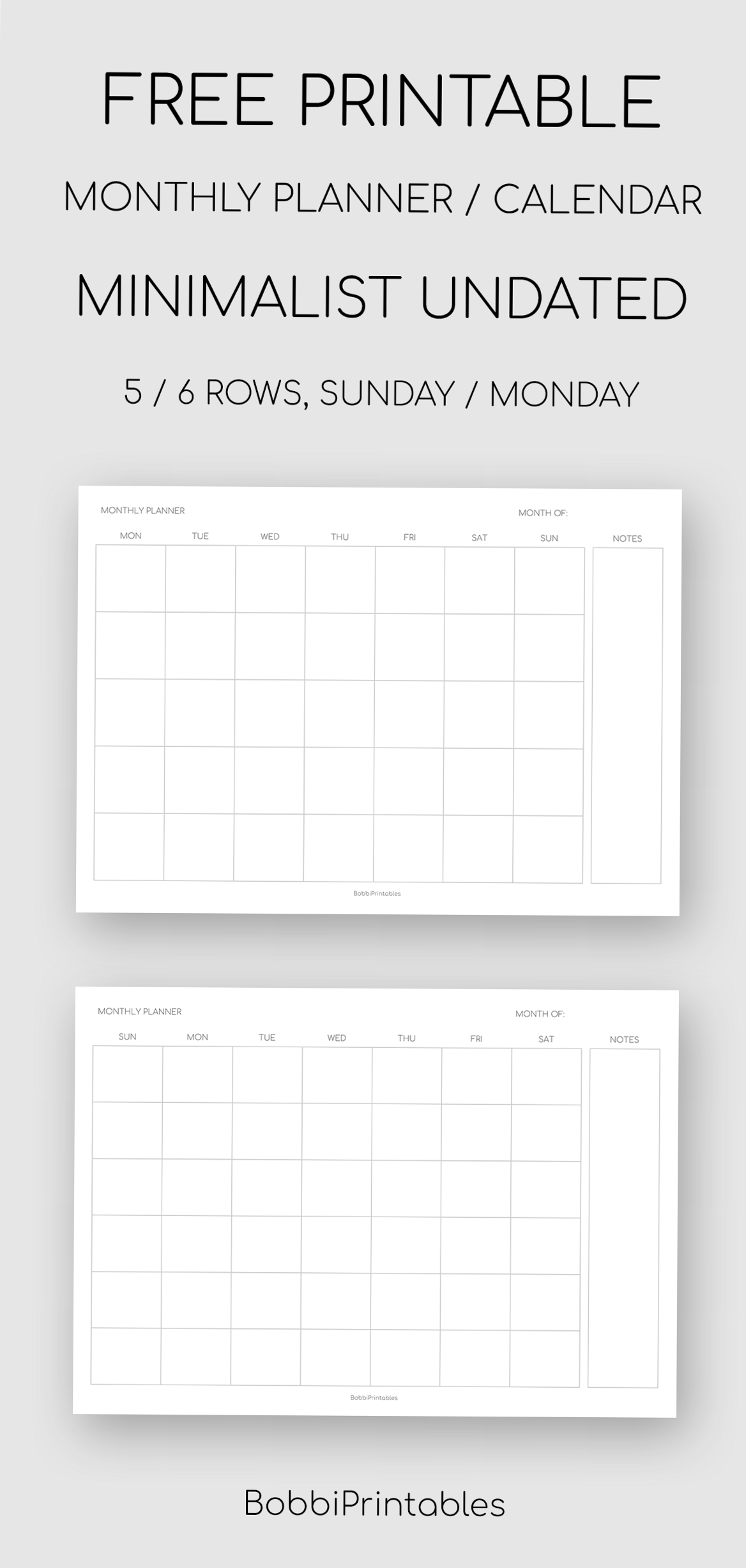 Minimalist Monthly Planner | Printable & Undated Calendar — 🌈 🪄 secret to staying productive