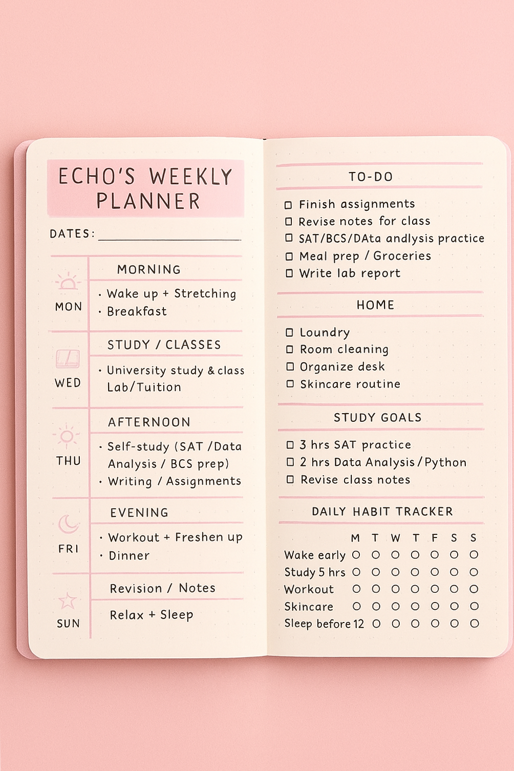 💌 🌸 Minimalist Productivity Logbook for Goals & Tasks | secret to staying productive