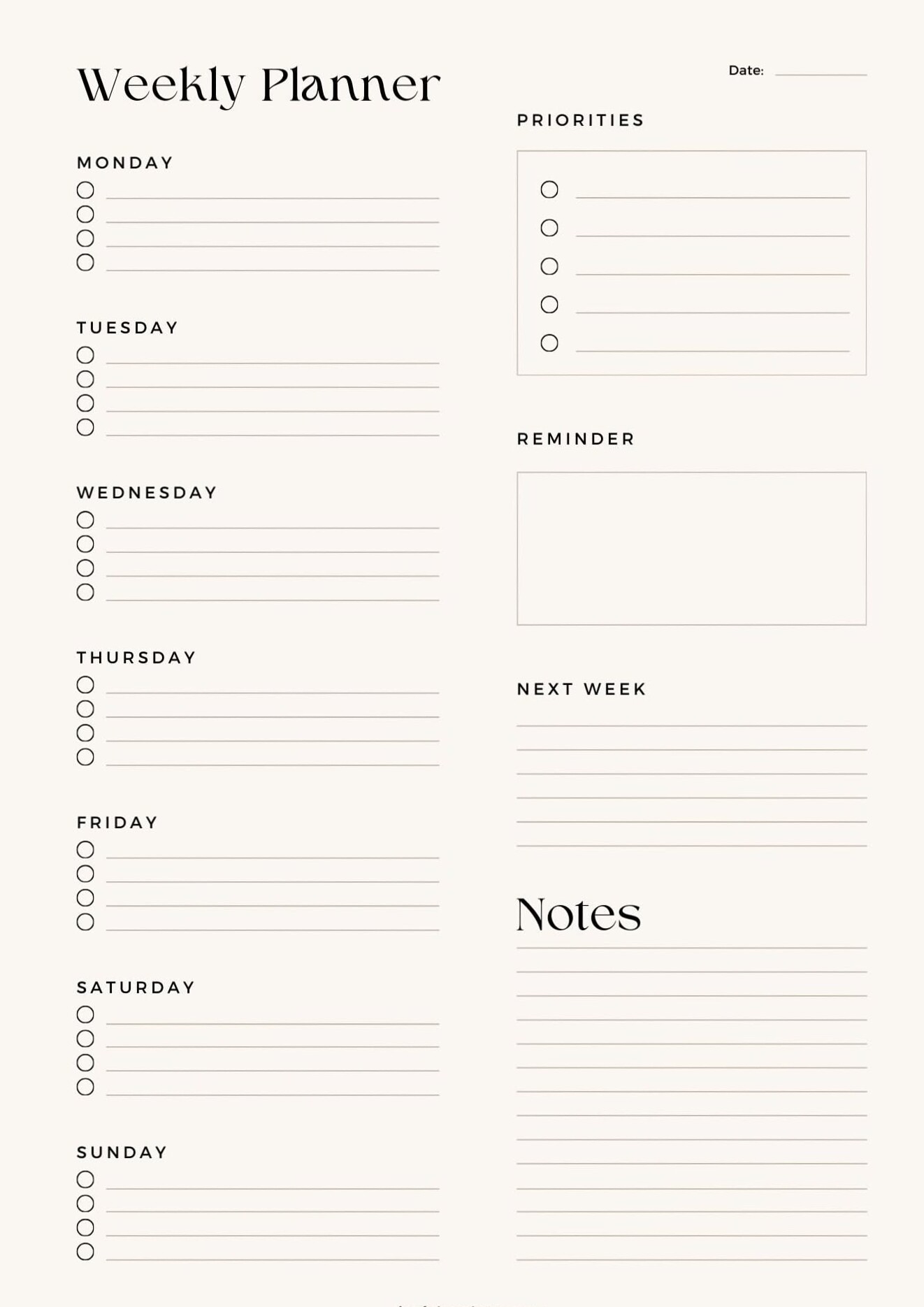 Minimalist Weekly Planner for Digital Design & Creative Planning — 👰 🍰 romanticize your routine