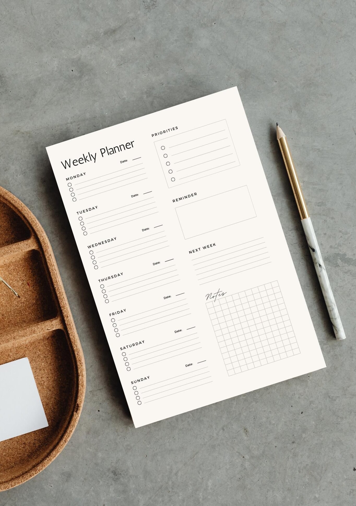 🤍 🎀 Minimalist Weekly Planner for Organized Time Management | stay inspired all year long