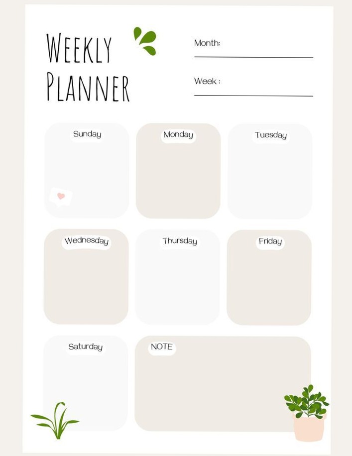 Minimalist Weekly Planner — Instant Download — 🎨 💎 stay inspired all year long