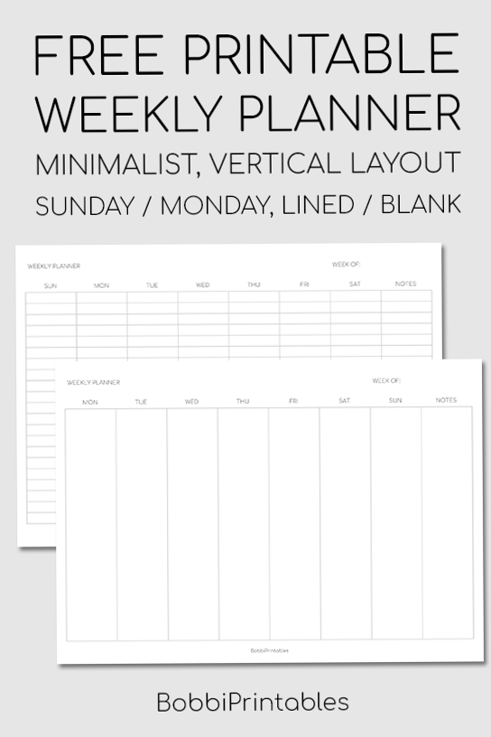 Minimalist Weekly Planner — Vertical Layout Printable — 💍 🍰 secret to staying productive