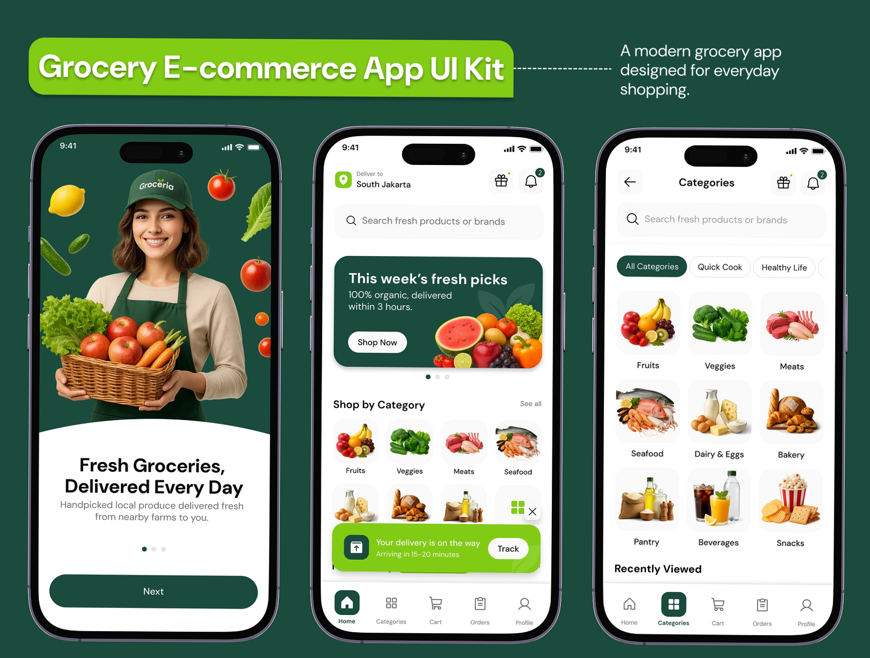 📌 📊 Modern Grocery App UI Kit for Figma Designers | stay inspired all year long