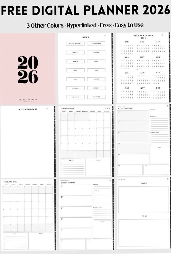 🎨 📍 Monthly Marketing Plan Free Digital Planner 2026 | dream life manifestation