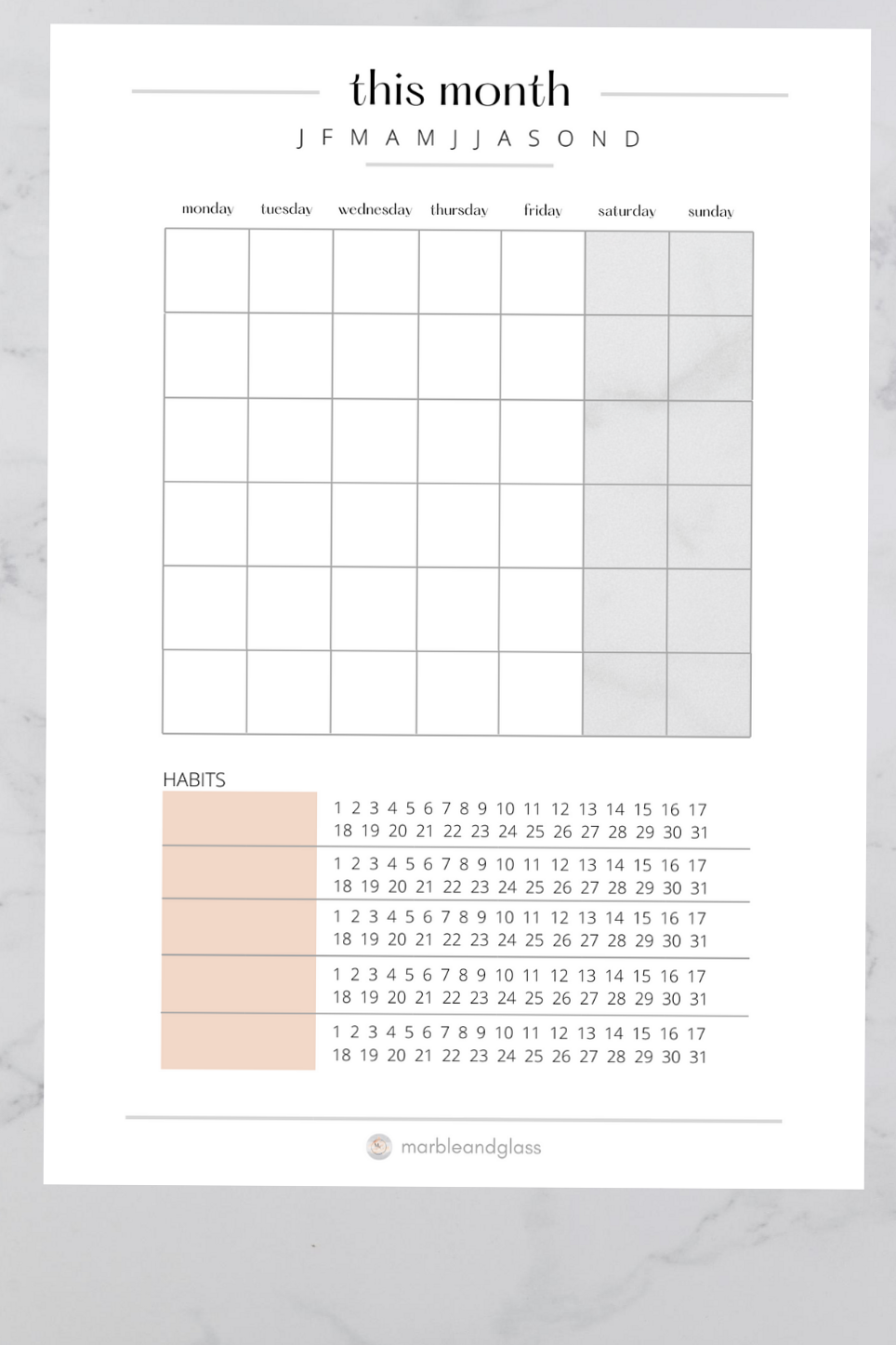 👰 💍 Monthly Planner | Habit Tracker | Free Printable | no-stress tracker