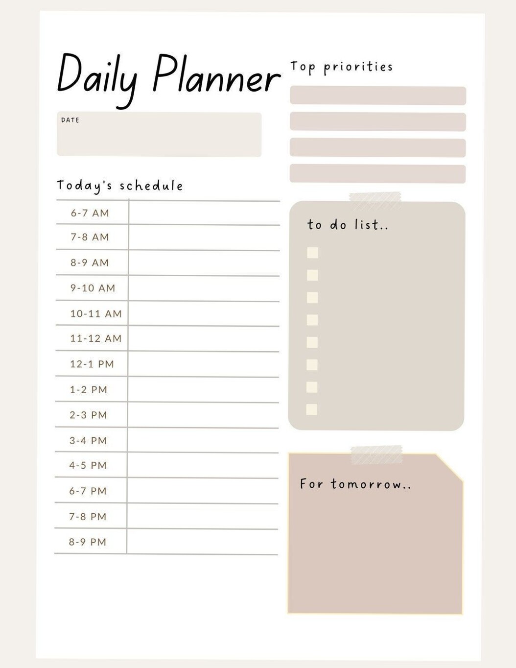 Neutral Daily Planner | 11×8.5 PDF Printable | Etsy #1300 — ☁️ 🌿 secret to staying productive