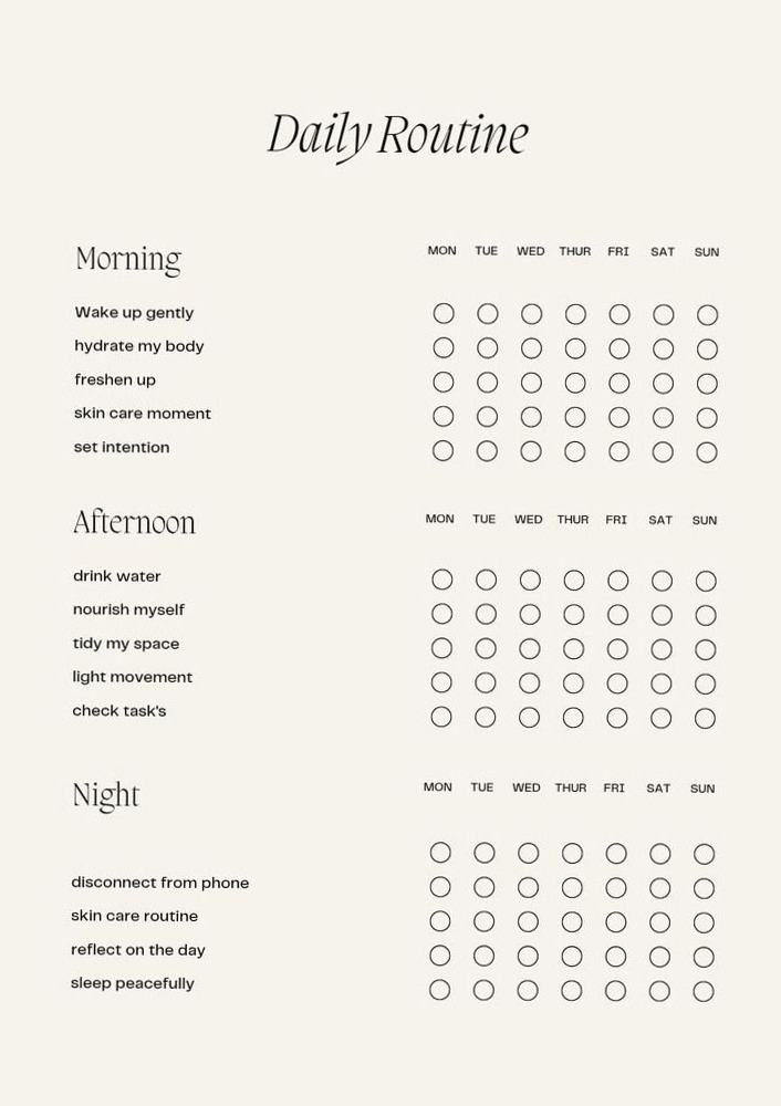 ✨ 🕯️ no-stress tracker: Soft Daily Routine Planner Checklists