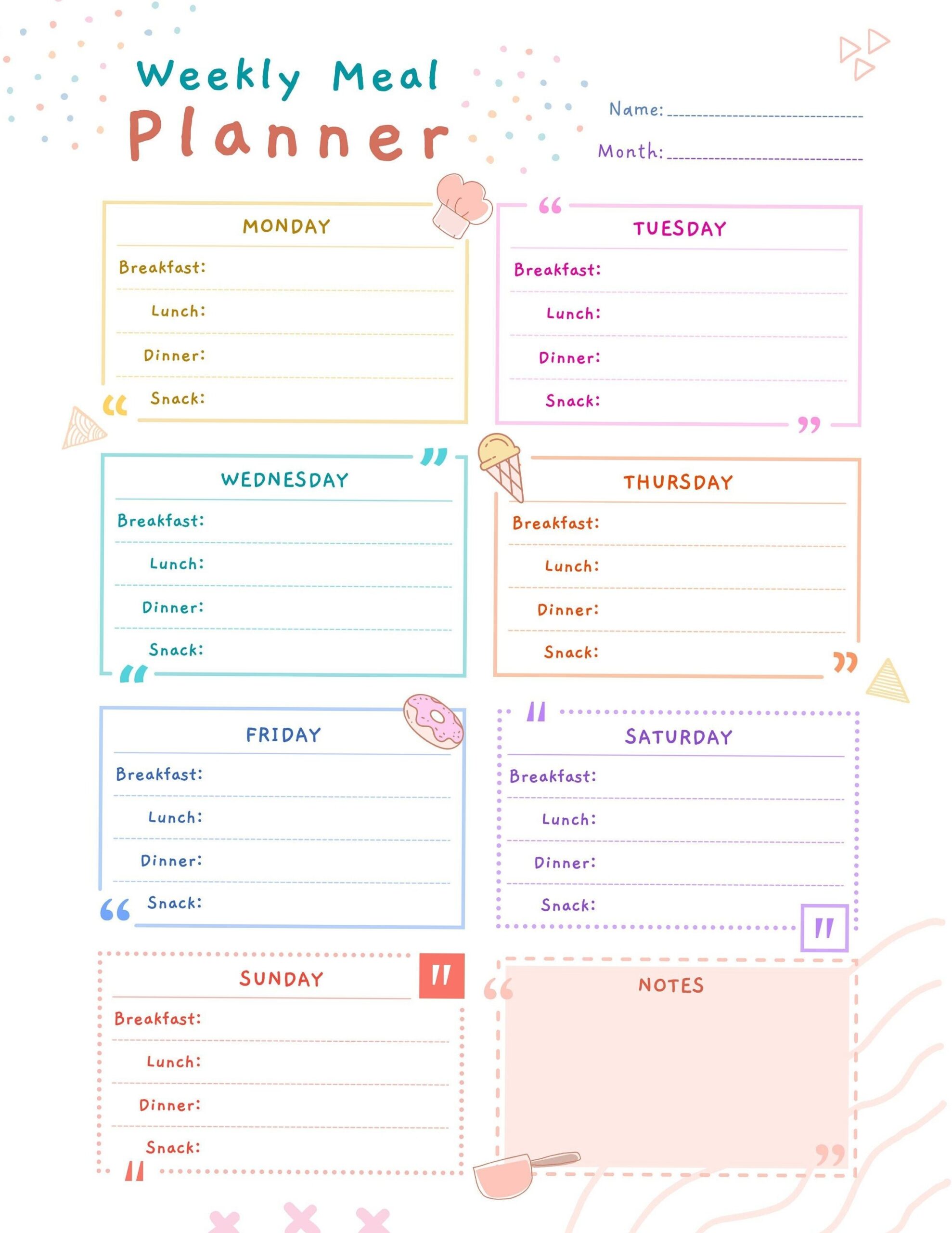 📊 📝 no-stress tracker: Weekly Meal Planner Template | Printable & Organized