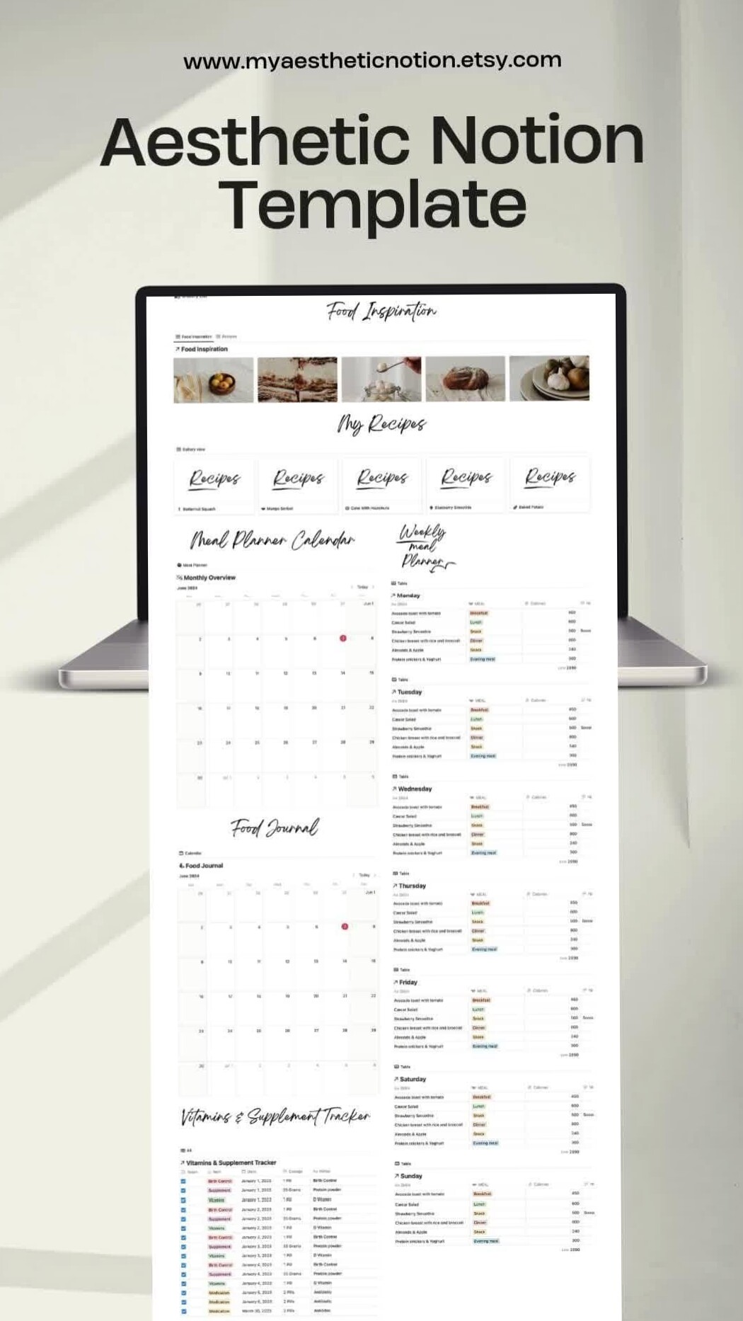 🥂 💌 Notion Food Journal & Planner Templates for Organized Living | game-changing digital system