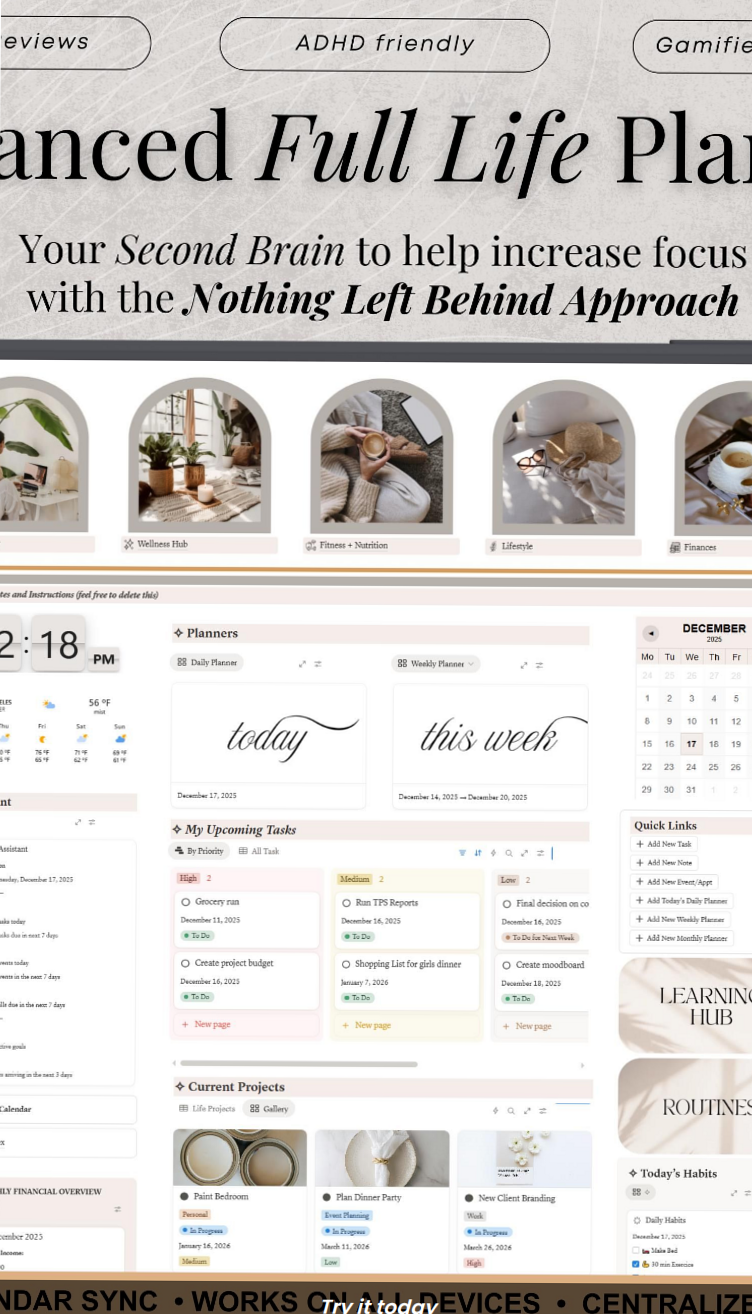🖇️ 📝 Notion Life Planner: Stay Organized & Reach Goals | only tool for life admin