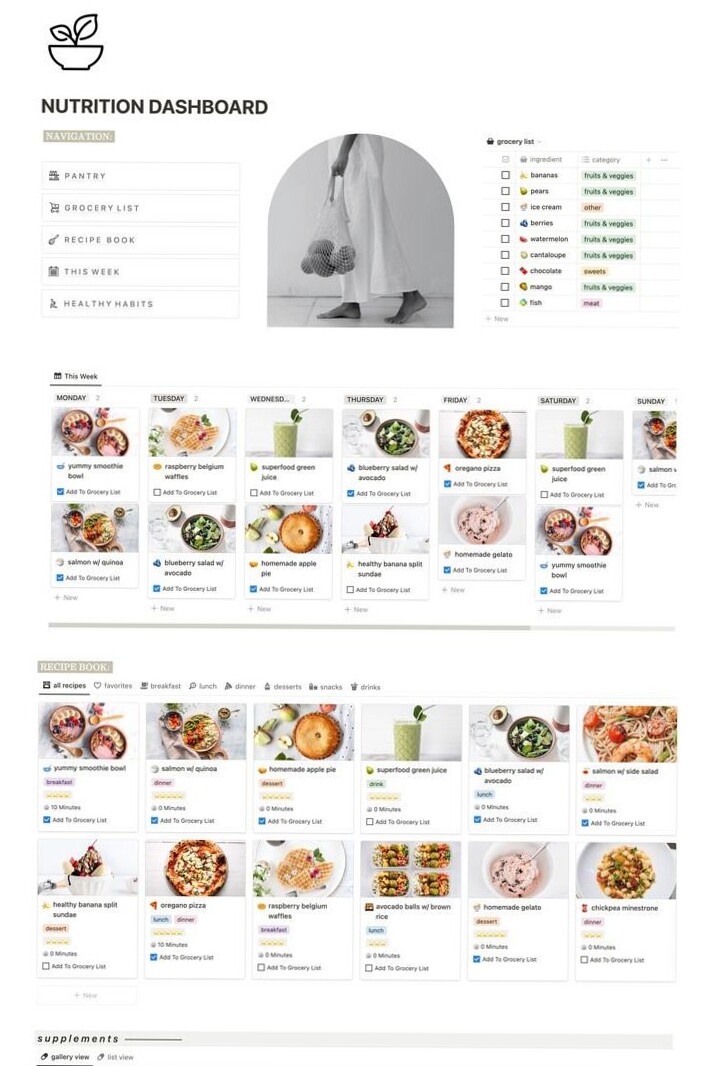 Notion Meal Planner & Fitness Tracker 2026 — 💌 🥂 no-stress tracker