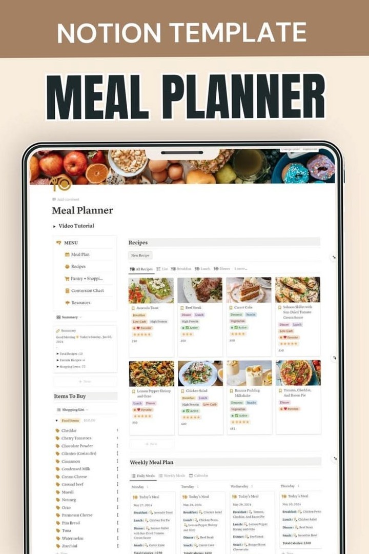 🖌️ 📍 Notion Meal Planner Template — Etsy Digital Download | 2026 efficiency hack