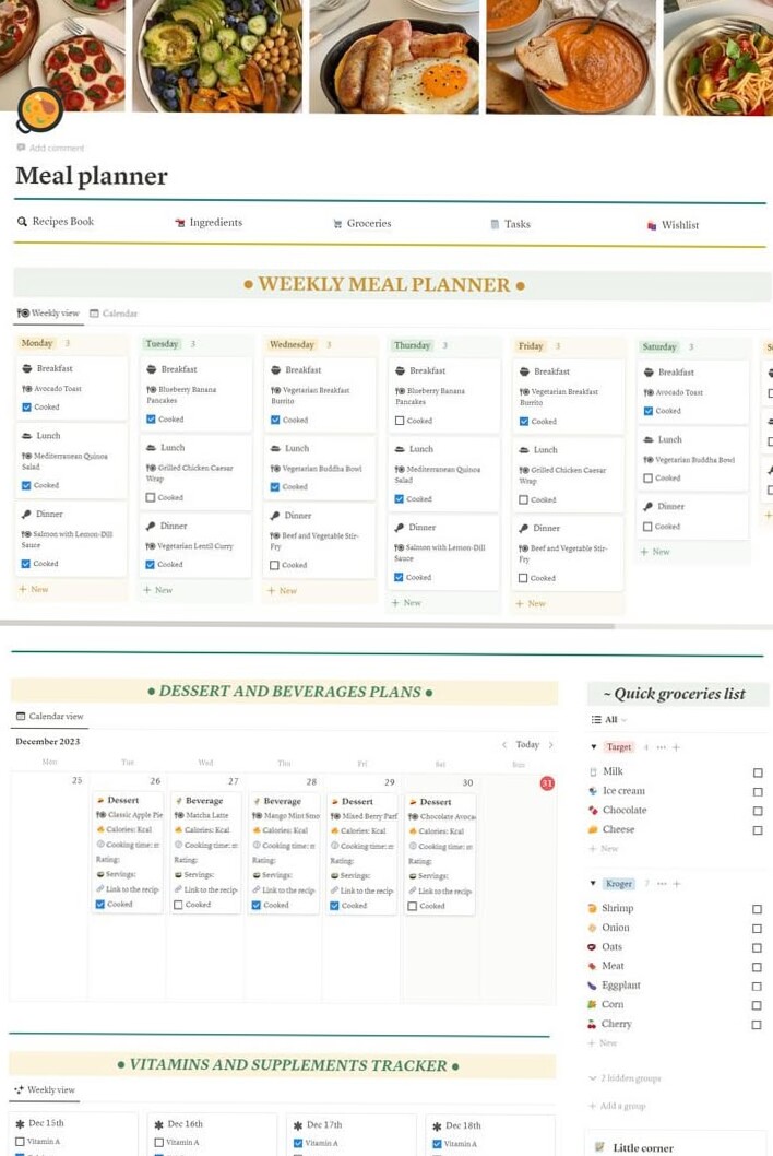 🪄 🌈 Notion Meal Planner: Your Recipe for Success | only tool for life admin