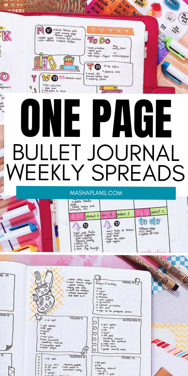 One Page Bullet Journal Weekly Spread for Busy Weeks — 👰 💍 dream life manifestation