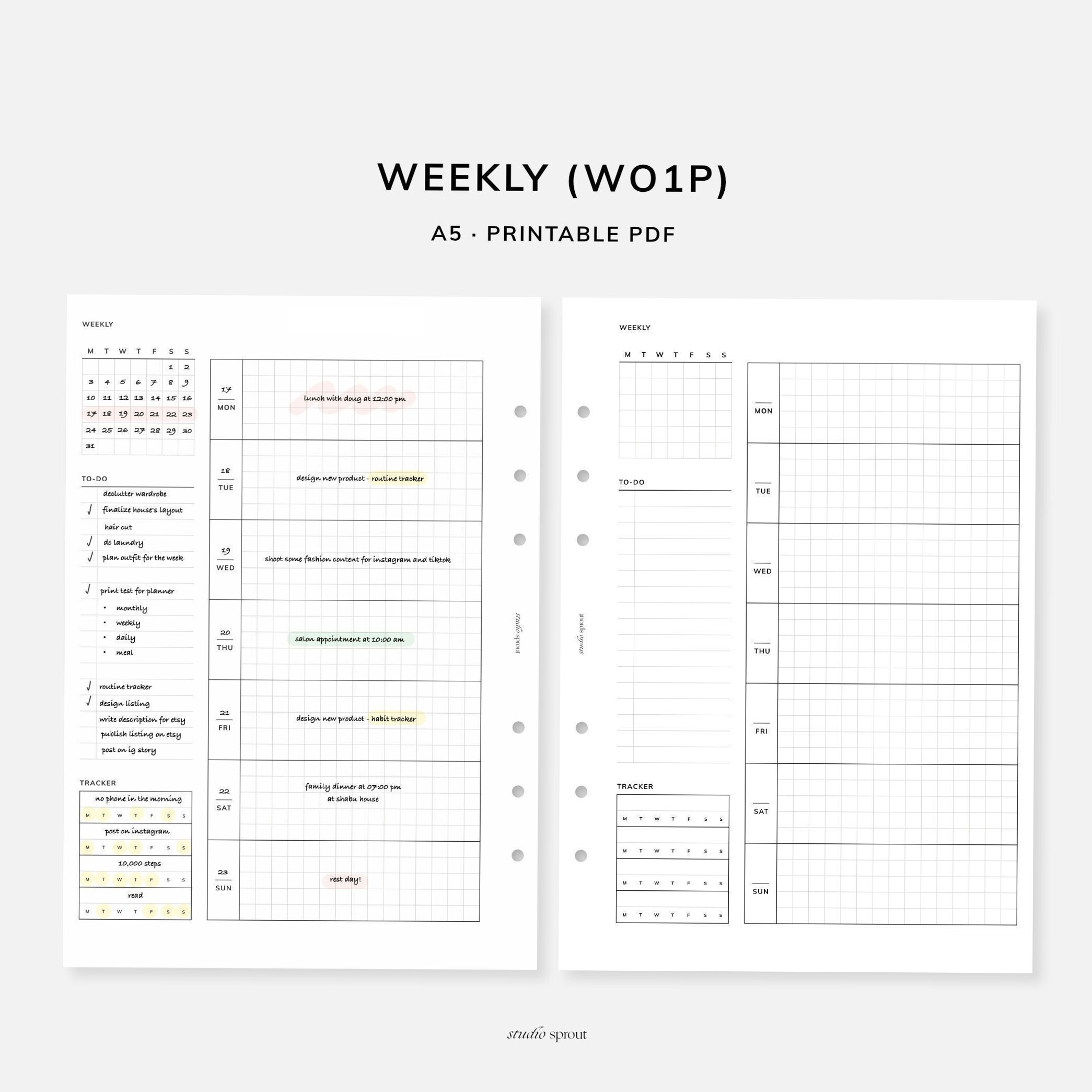 🍰 🥂 One-Page Weekly Planner Printables | Stay Organized & On Track | dream life manifestation