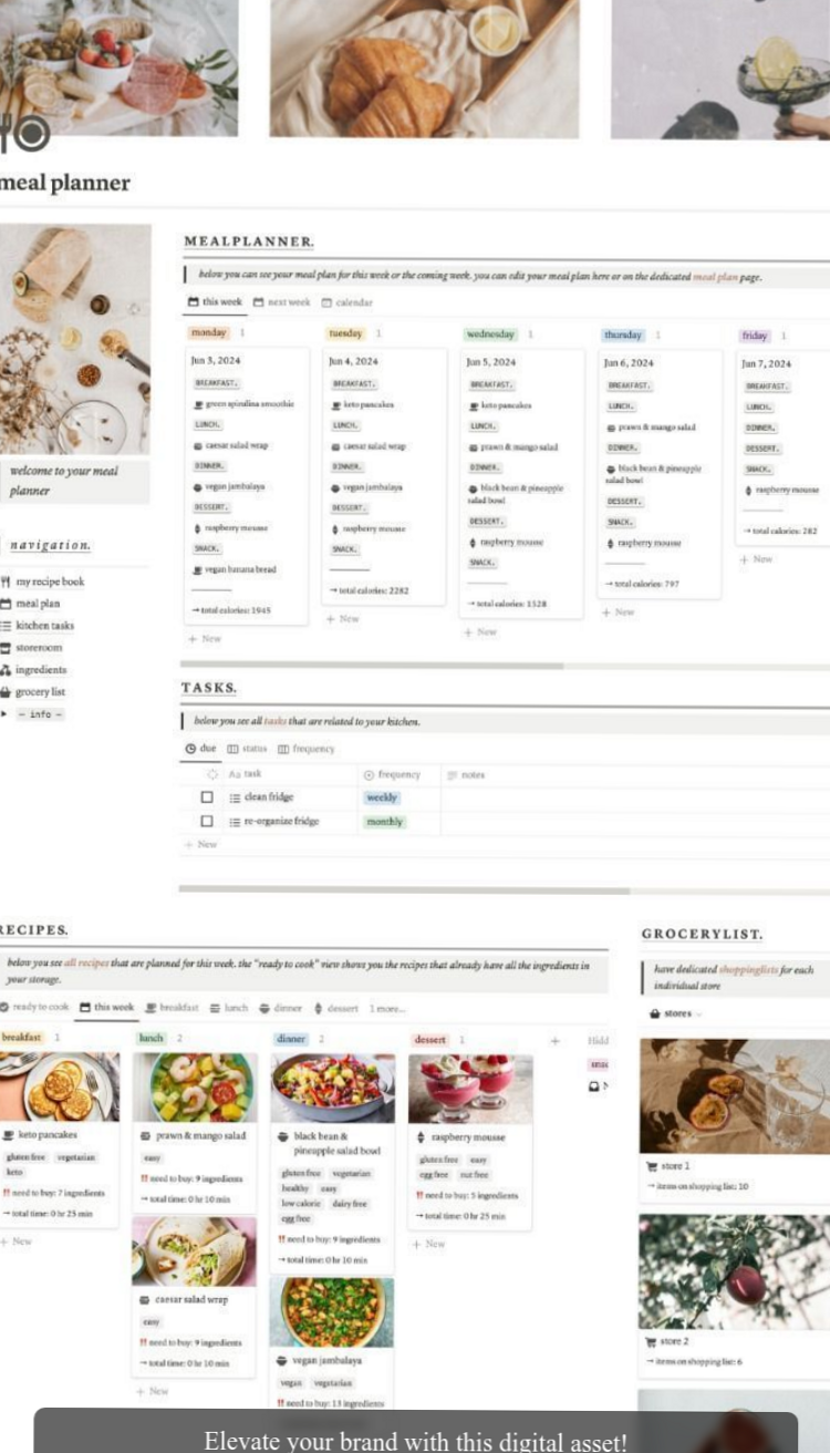 🖇️ 📊 Organize Meals with Notion Cookbook & Grocery List Template | game-changing digital system